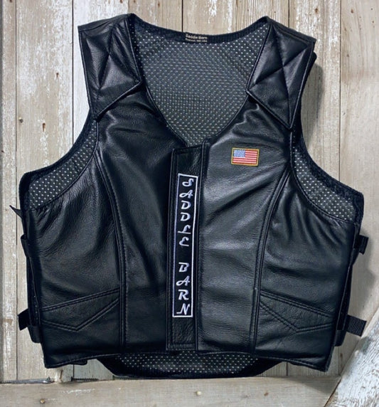 Rough Stock Pro Rodeo Protective Leather Vest