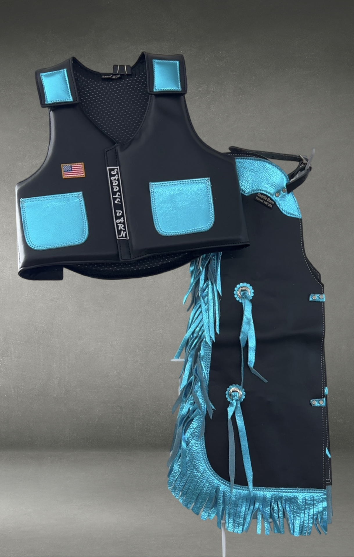 FAUX LEATHER KID'S RODEO CHAP VEST COMBO